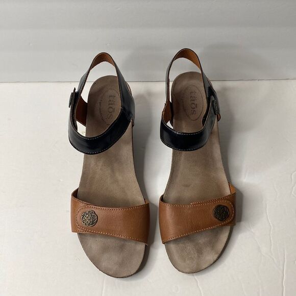 Taos  Festival Open Toe  Wedge Sandal Black Brown Size EU 42 - Picture 2 of 10